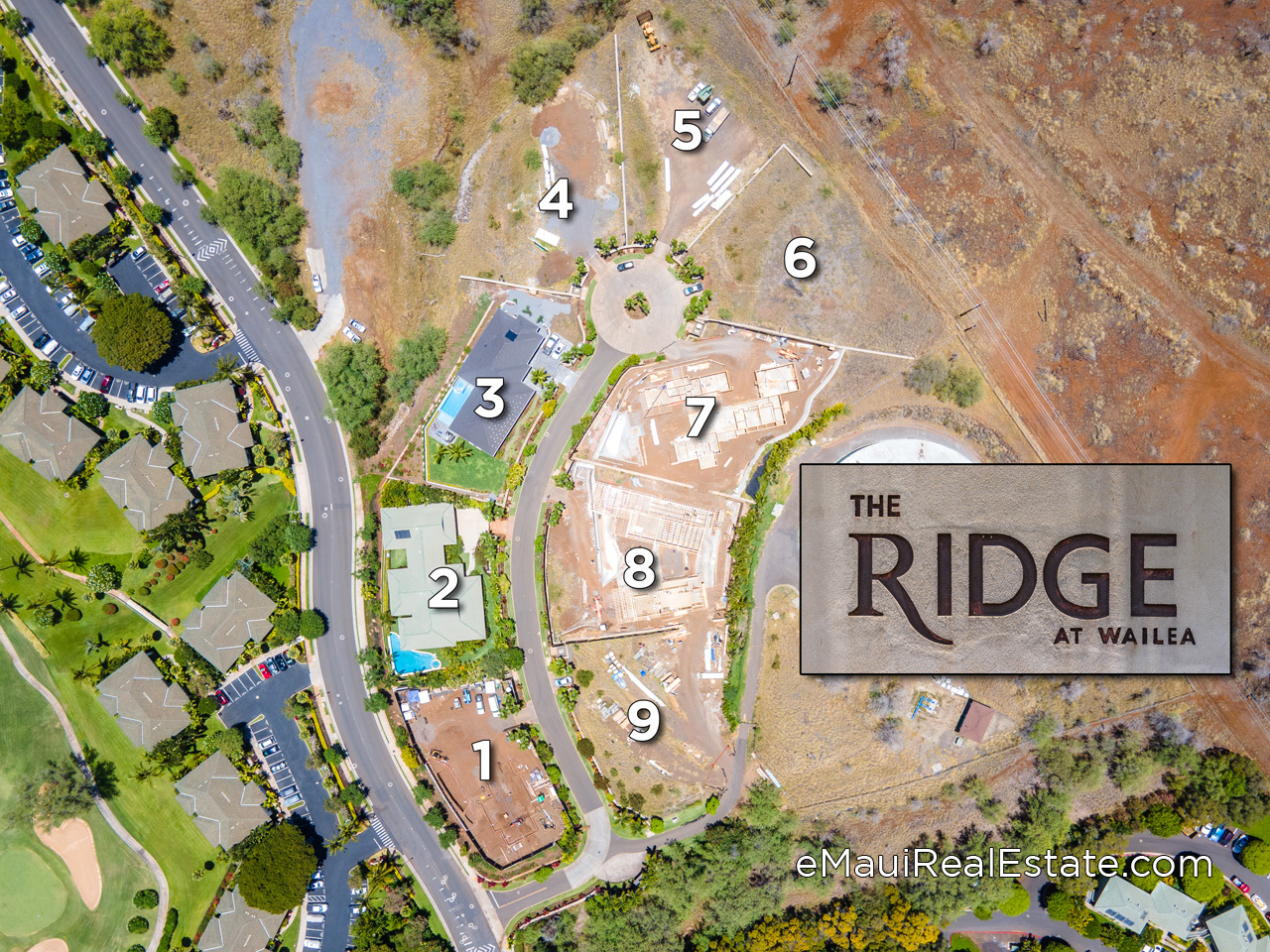 Map showing the lots at The Ridge at Wailea